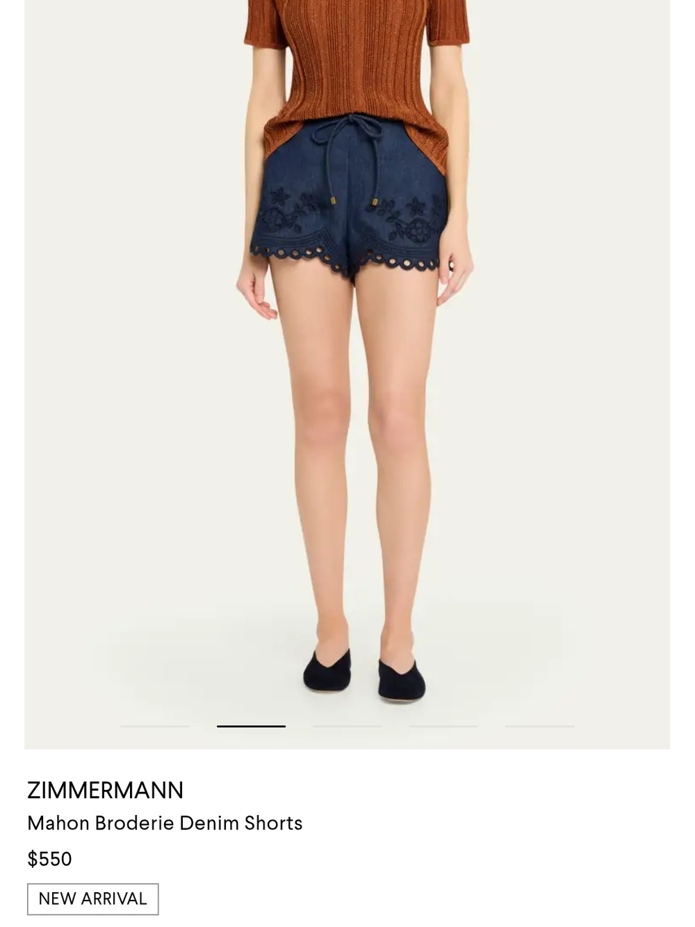Zimmermann Mahon Broderie Denim Shorts - Navy